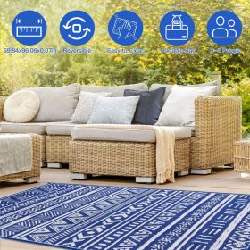 4.98x8FT Reversible Outdoor Rug Waterproof Mat with Storage Bag Portable Plastic Carpet Indoor Outdoor Activity for Picnic Patio Deck RV Trip Blu 4.98x8FT Reversible Outdoor Rug Waterproof Mat with Storage Bag Portable Plastic Carpet Indoor Outdoor Activity for Picnic Patio Deck RV Trip Blu