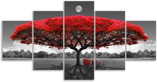 Canvas Wall Art Red Tree Wall Art with Moon Black and White Framed Artwork Landscape Pictures for Wall Decor Large Pictures for Living Room 5 Pie Canvas Wall Art Red Tree Wall Art with Moon Black and White Framed Artwork Landscape Pictures for Wall Decor Large Pictures for Living Room 5 Pie